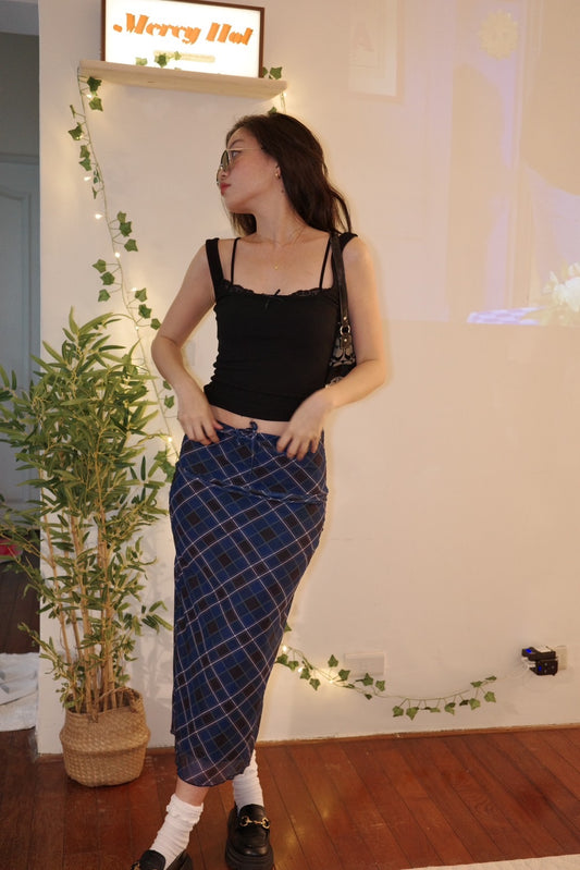 📺美式復古☕️格紋半身長裙📸