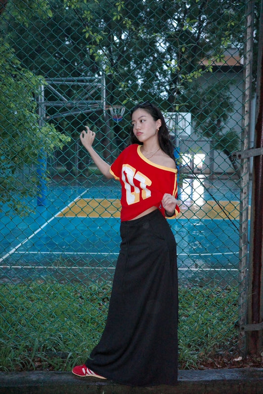 ⚽️美式休閒帶口袋半身長裙辣妹球衣感搭配♥️