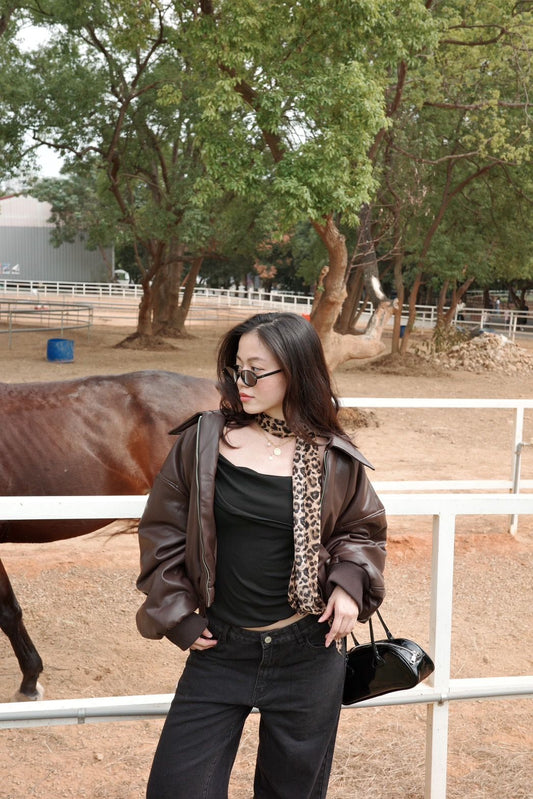 🍂必買!!☕️美式復古寬鬆咖🤎皮衣厚棉外套♥️