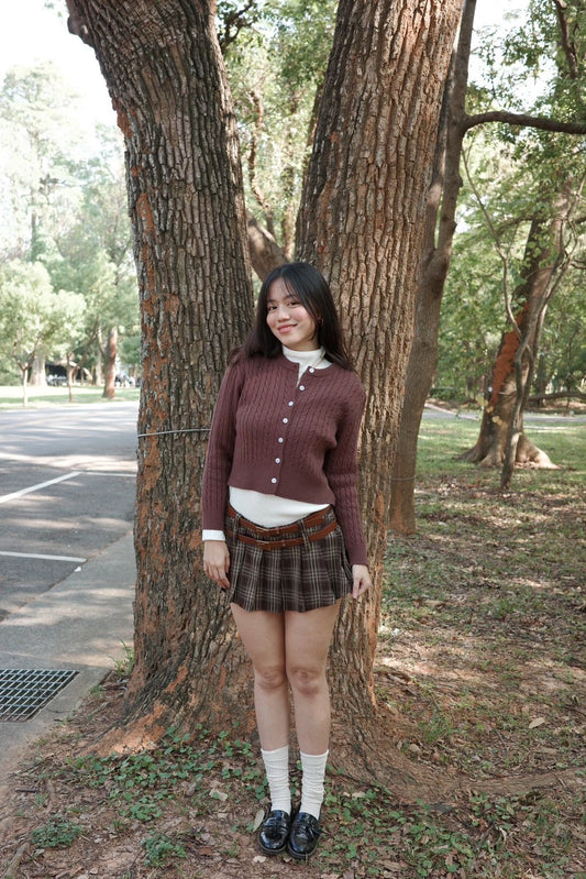 🎱🫎美式復古格紋百褶短裙🥨(兩色!!附皮帶✨