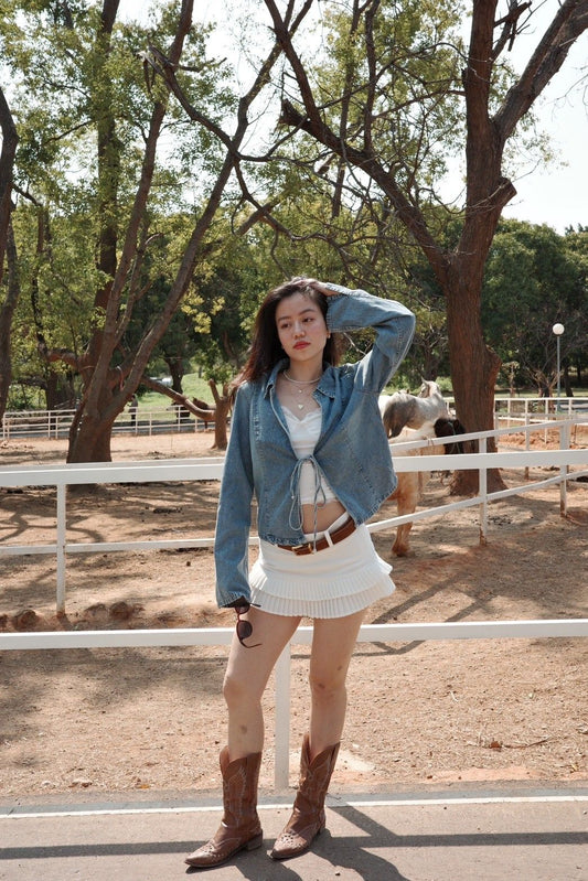 超美!𝑫𝒆𝒏𝒊𝒎綁帶牛仔襯衫🫐🕊️