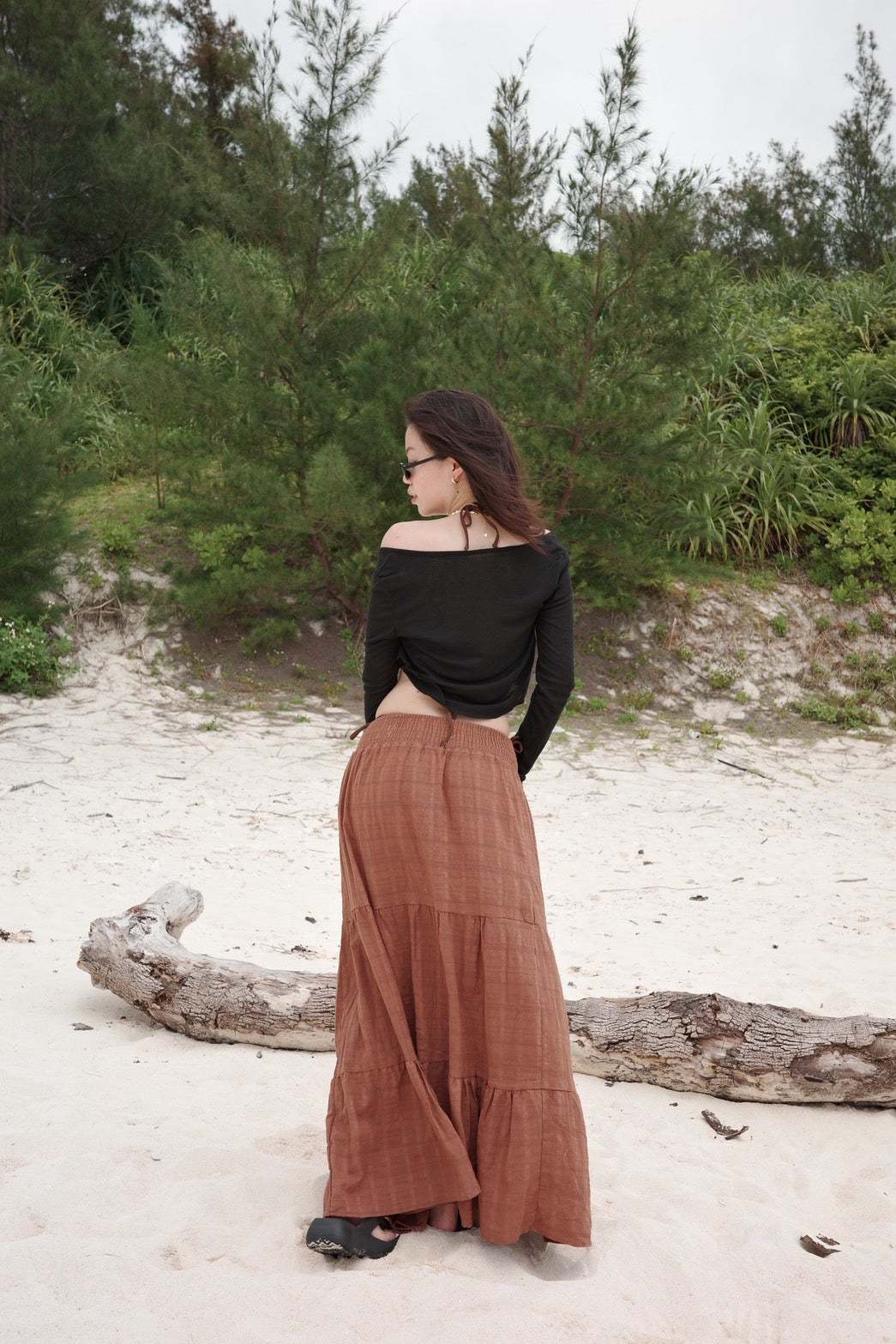 本期必買🥥超美渡假棉麻咖啡色半身長裙🍸✨