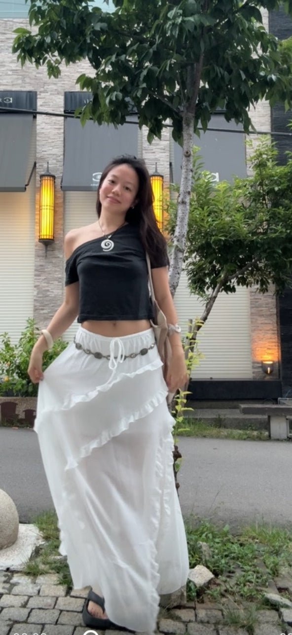 本期大必買⭐️超美不規則荷葉邊開衩渡假半身裙🐚