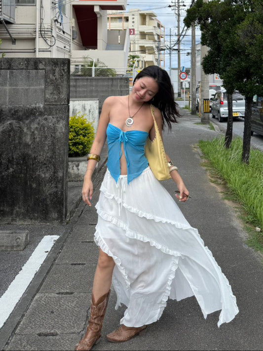 本期大必買⭐️超美不規則荷葉邊開衩渡假半身裙🐚