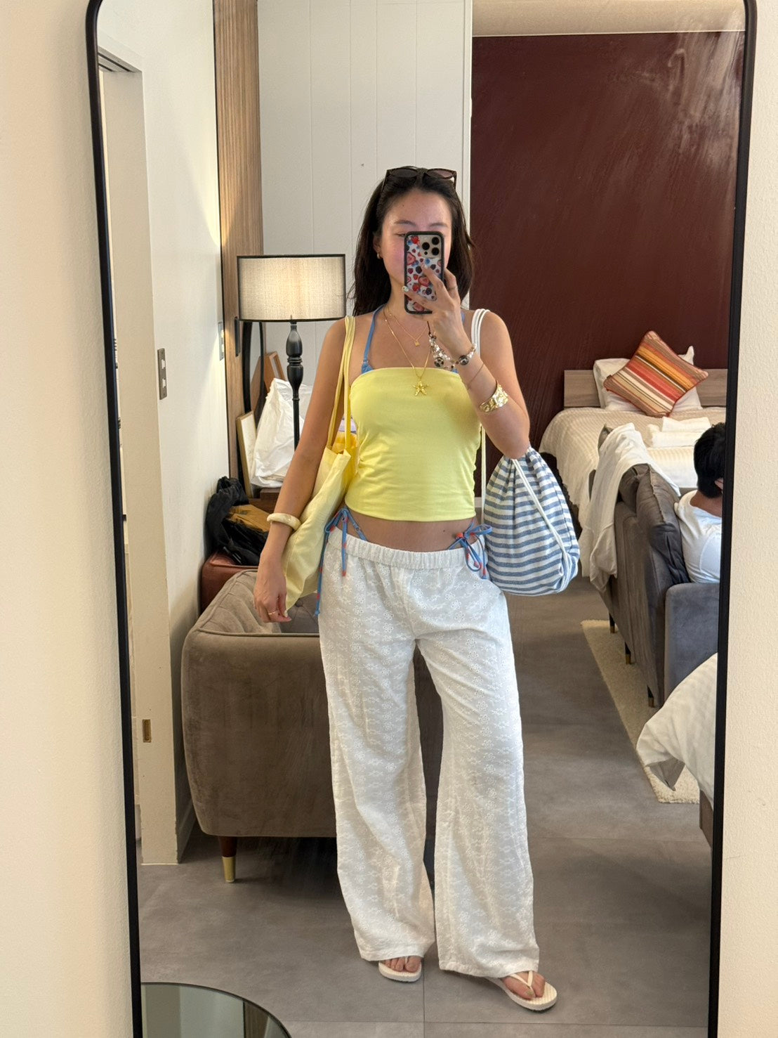歐美刺繡低腰lounge pants ☁️🤍