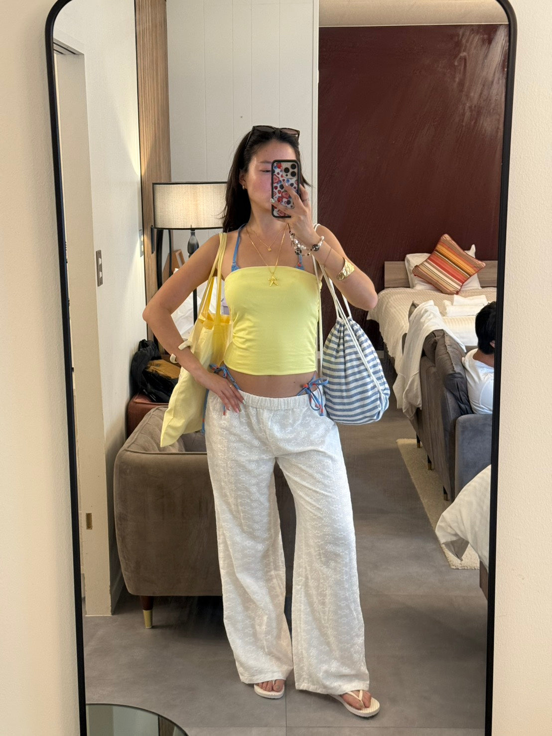 歐美刺繡低腰lounge pants ☁️🤍