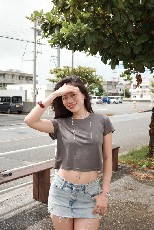 超親膚!!☁️微透短版crop t⭐️🧸