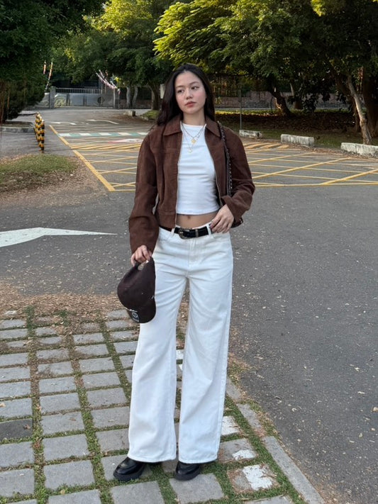 美式直筒白色🤍低腰牛仔褲🫧