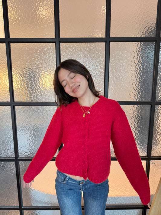 限量🔥🇰🇷𝐁𝐮𝐛𝐛𝐥𝐞 𝐁𝐮𝐭𝐭𝐨𝐧 𝐂𝐚𝐫𝐝𝐢𝐠𝐚𝐧｜氣質溫柔厚實排扣短版毛衣🧣