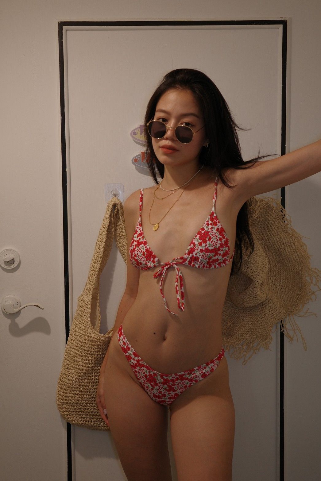 🏝️🌺超辣!!美式復古碎花小片比基尼👙💫