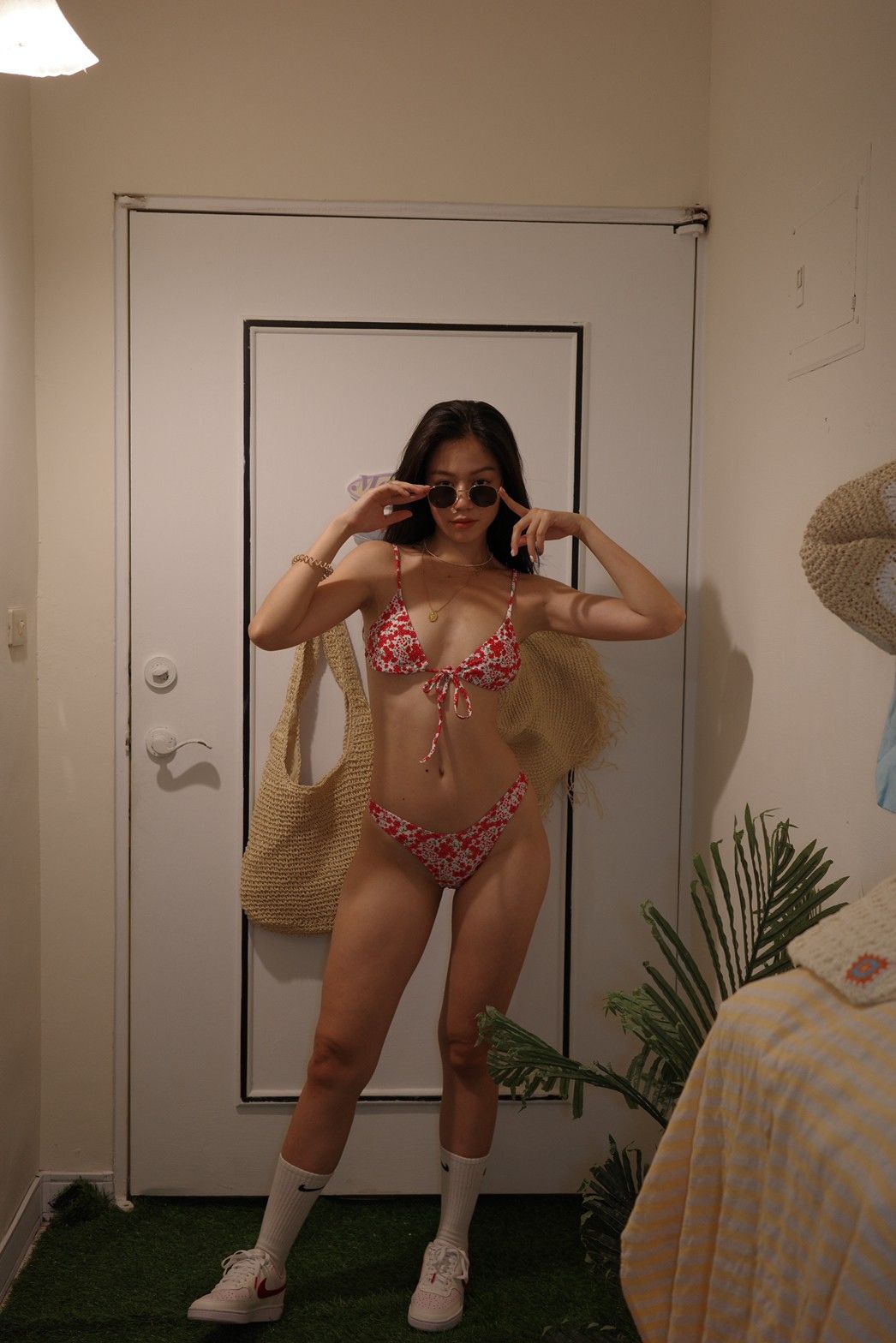 🏝️🌺超辣!!美式復古碎花小片比基尼👙💫