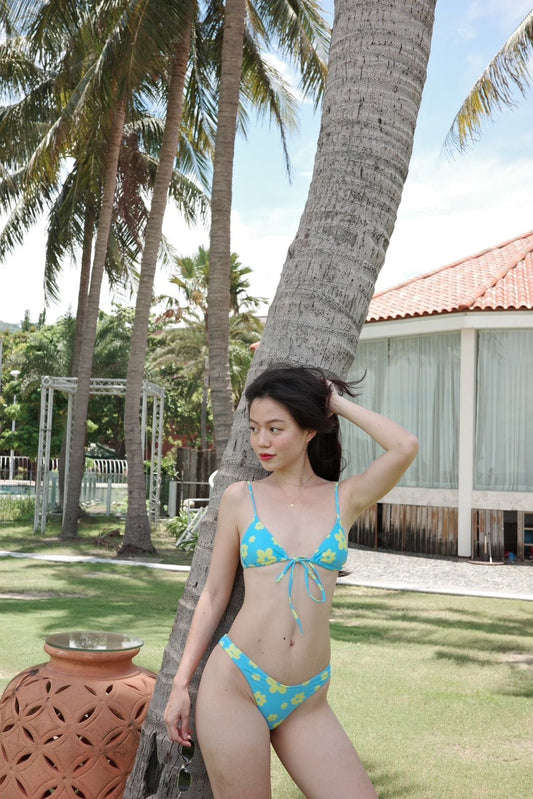 🏝️藍底黃花小片式bikini🌼🩵