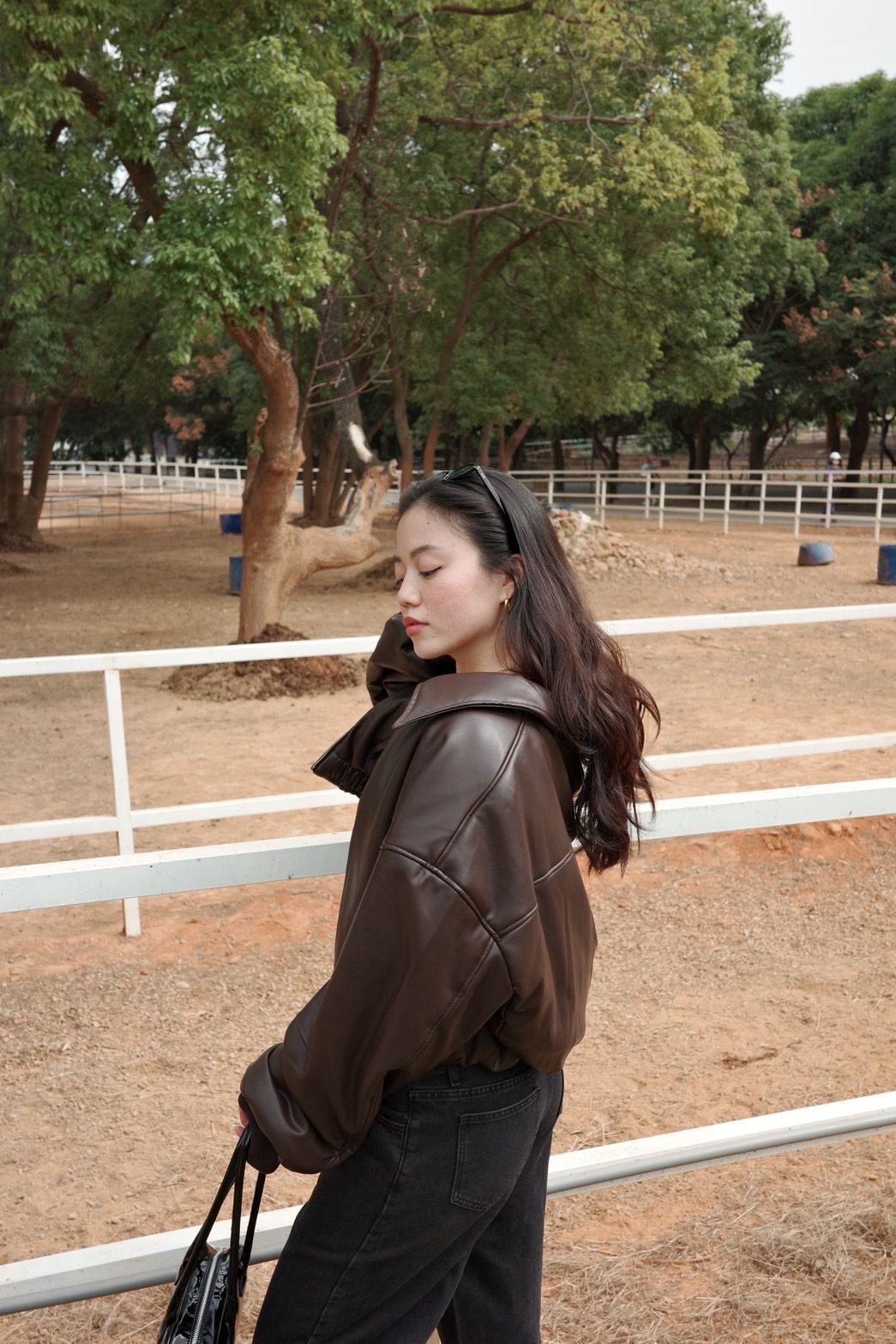 🍂必買!!☕️美式復古寬鬆咖🤎皮衣厚棉外套♥️