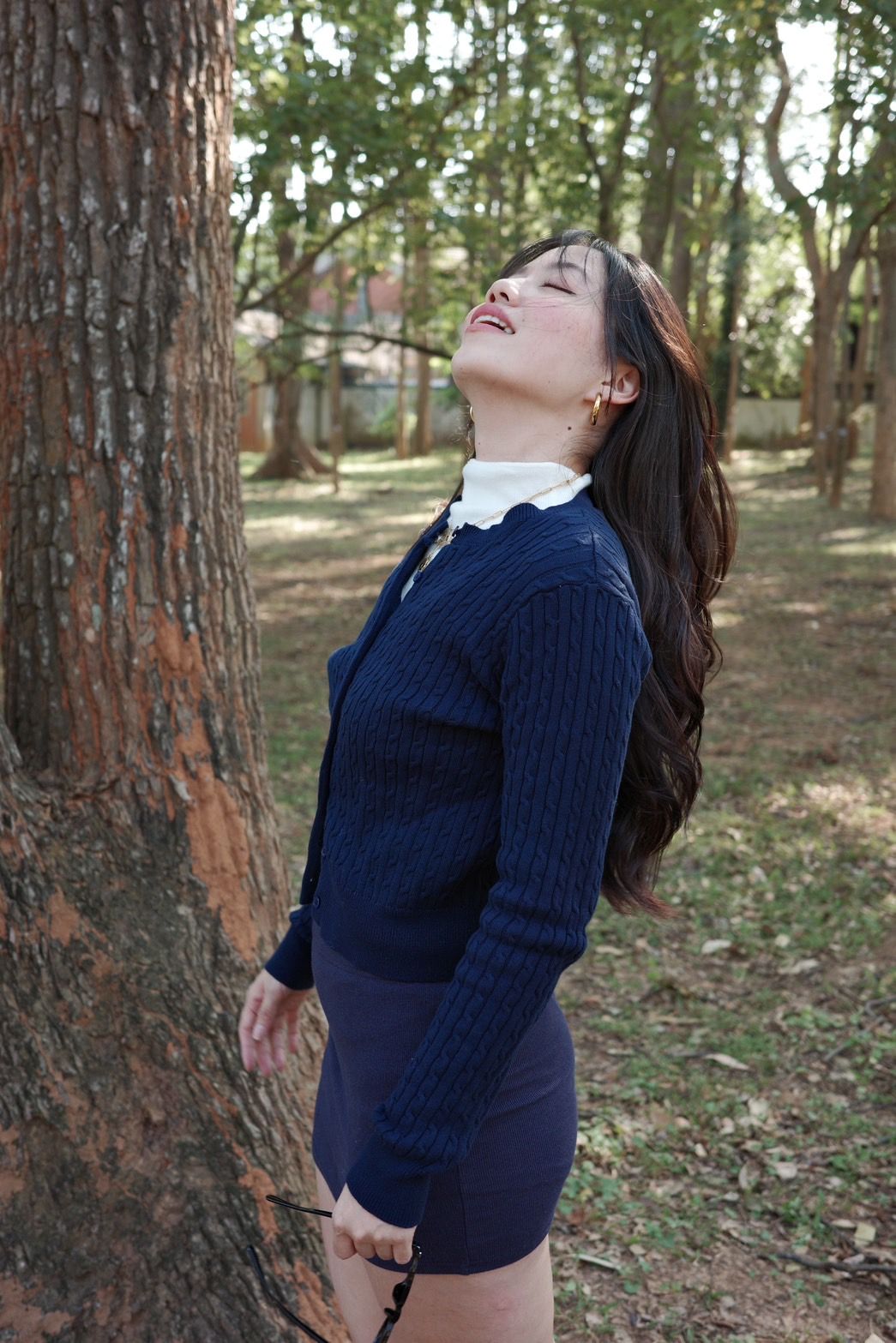 📖學院風藏藍色圓領麻花排扣針織外套⭐️（多色!