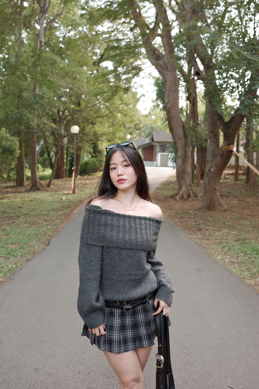 🗞️歐美必買超美一字領身灰色毛衣☕️📰