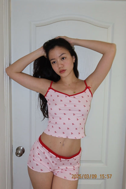 ⭐️美式復古辣妹🍒櫻桃睡衣套裝💌🧸