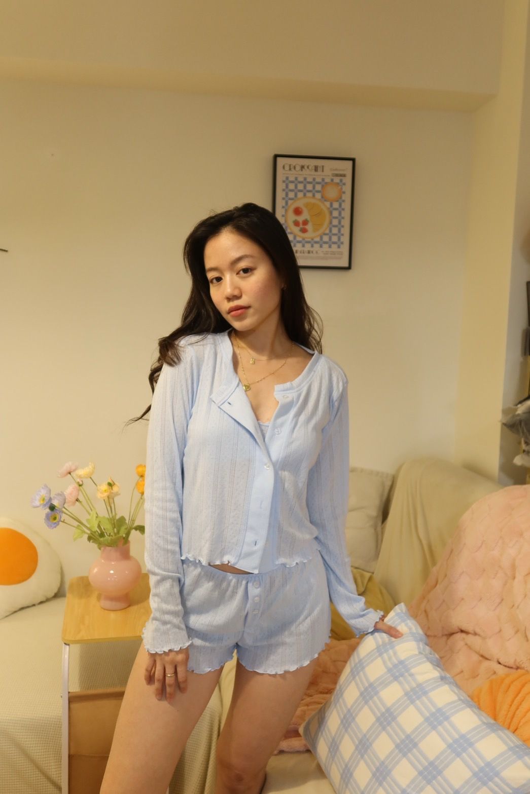 🛏️超親膚🧸三件套歐美洞洞棉睡衣套裝☁️