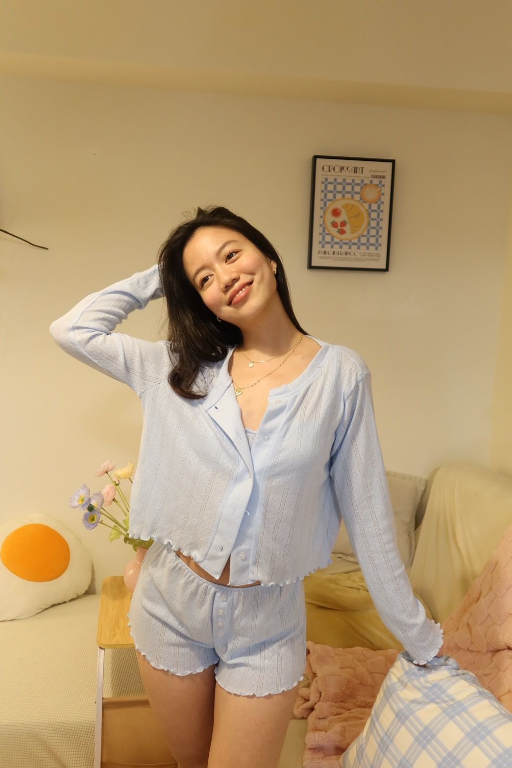 🛏️超親膚🧸三件套歐美洞洞棉睡衣套裝☁️