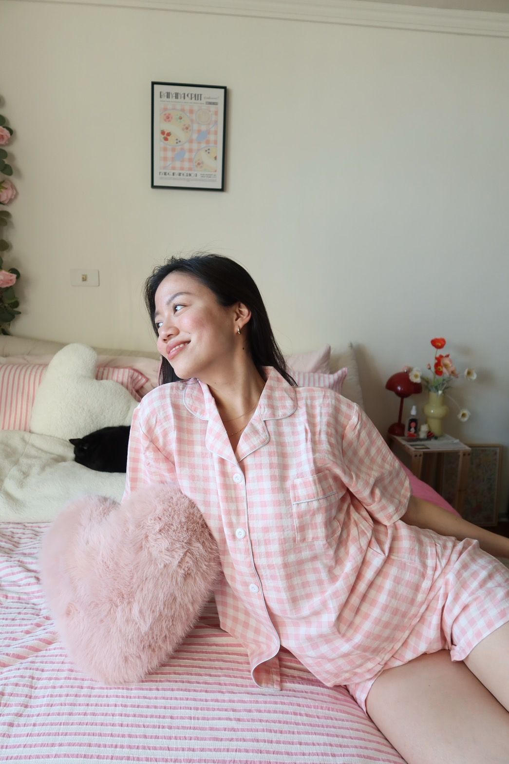 超可愛粉格紋💗🎀polo領短袖睡衣套裝（闆娘超愛穿🙋🏻‍♀️🙈
