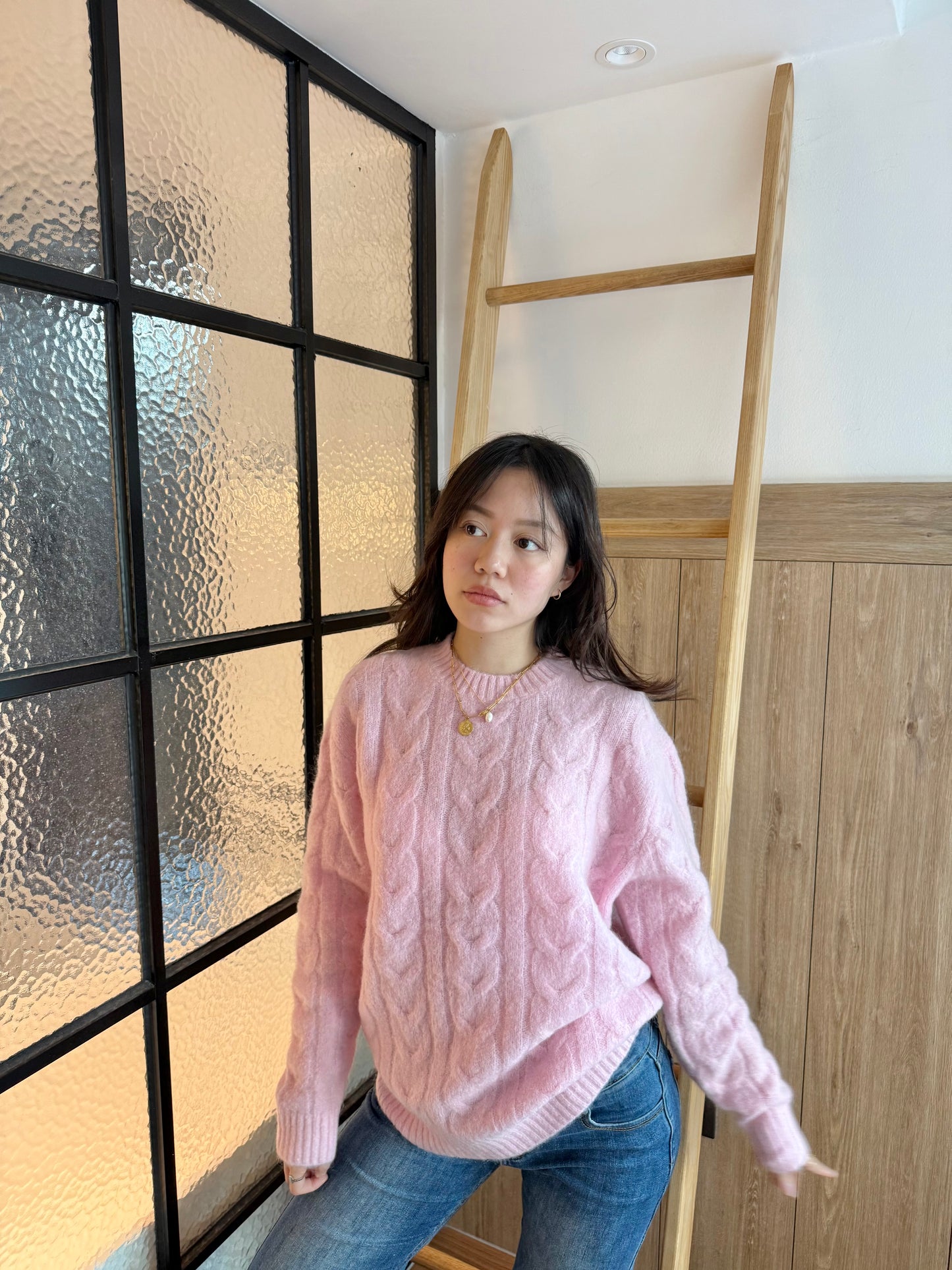 限量🔥🇰🇷𝐏𝐢𝐧𝐤 𝐏𝐥𝐮𝐬𝐡 𝐂𝐚𝐛𝐥𝐞 𝐊𝐧𝐢𝐭｜粉霧麻花毛衣💗🎀