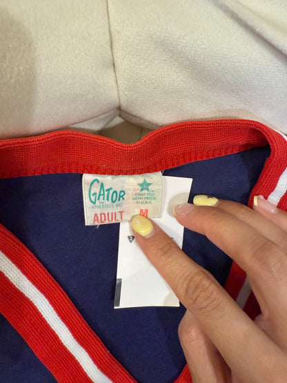 沖繩挖寶🇯🇵美製80-90S古著🇺🇸深藍色V領撞色老球衣🏈