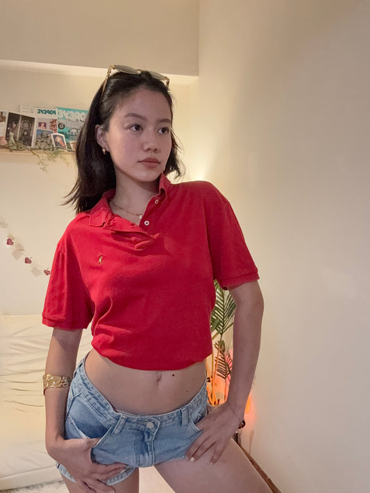 沖繩挖寶🇯🇵二手Ralph Lauren大紅色上衣🥤柬埔寨製很舒服!!