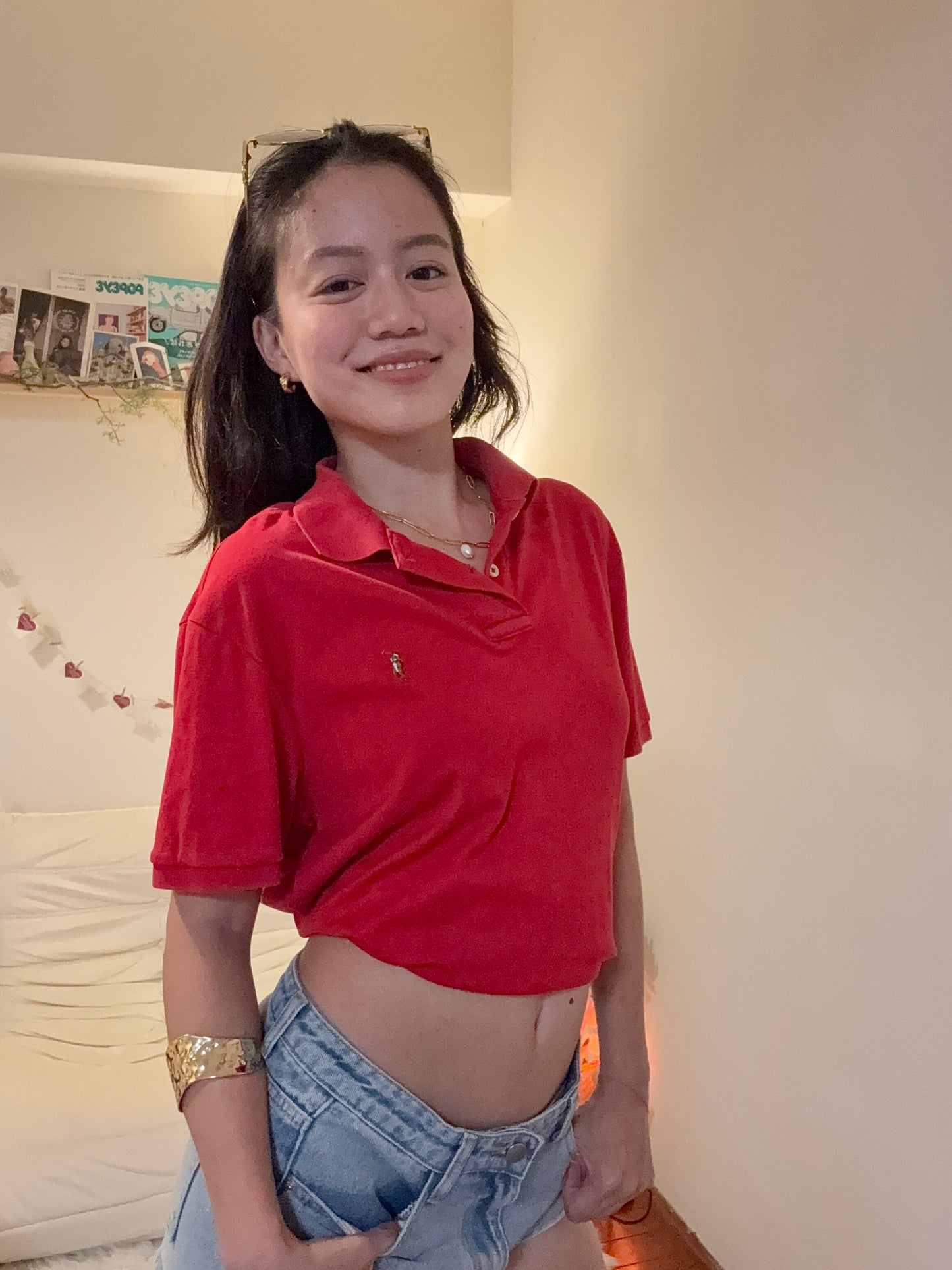 沖繩挖寶🇯🇵二手Ralph Lauren大紅色上衣🥤柬埔寨製很舒服!!