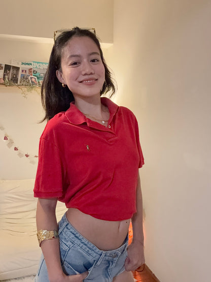 沖繩挖寶🇯🇵二手Ralph Lauren大紅色上衣🥤柬埔寨製很舒服!!