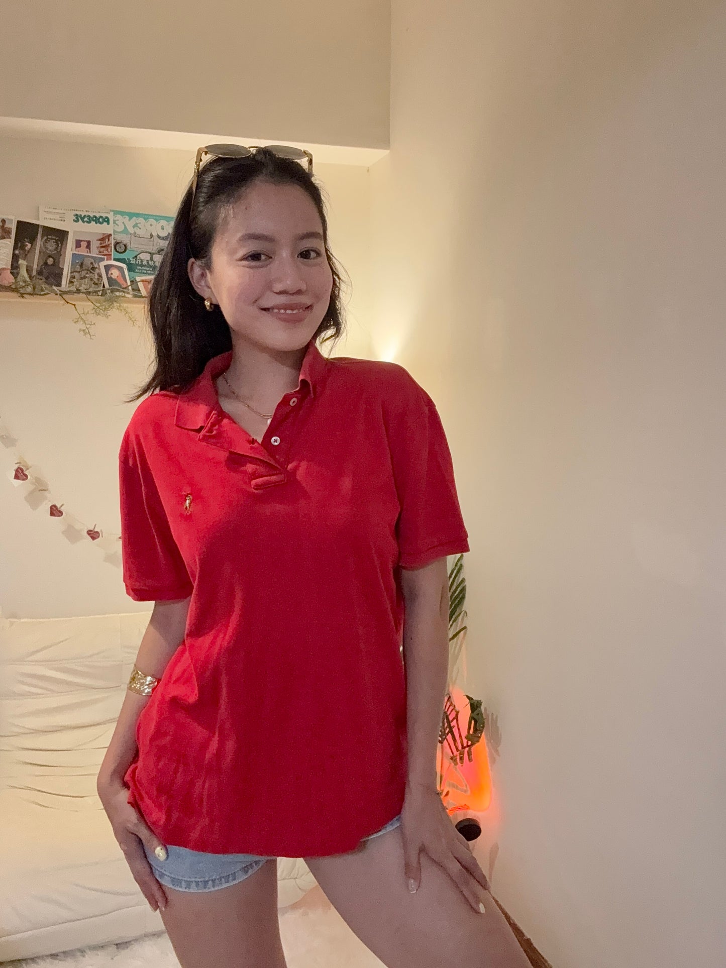 沖繩挖寶🇯🇵二手Ralph Lauren大紅色上衣🥤柬埔寨製很舒服!!