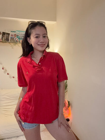 沖繩挖寶🇯🇵二手Ralph Lauren大紅色上衣🥤柬埔寨製很舒服!!