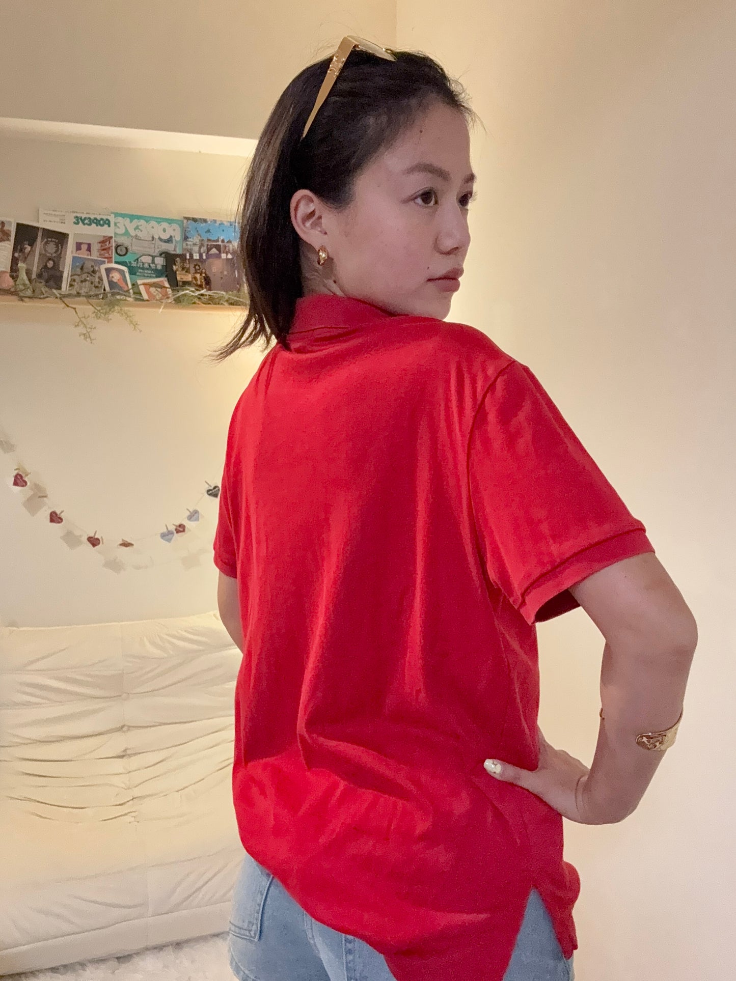 沖繩挖寶🇯🇵二手Ralph Lauren大紅色上衣🥤柬埔寨製很舒服!!