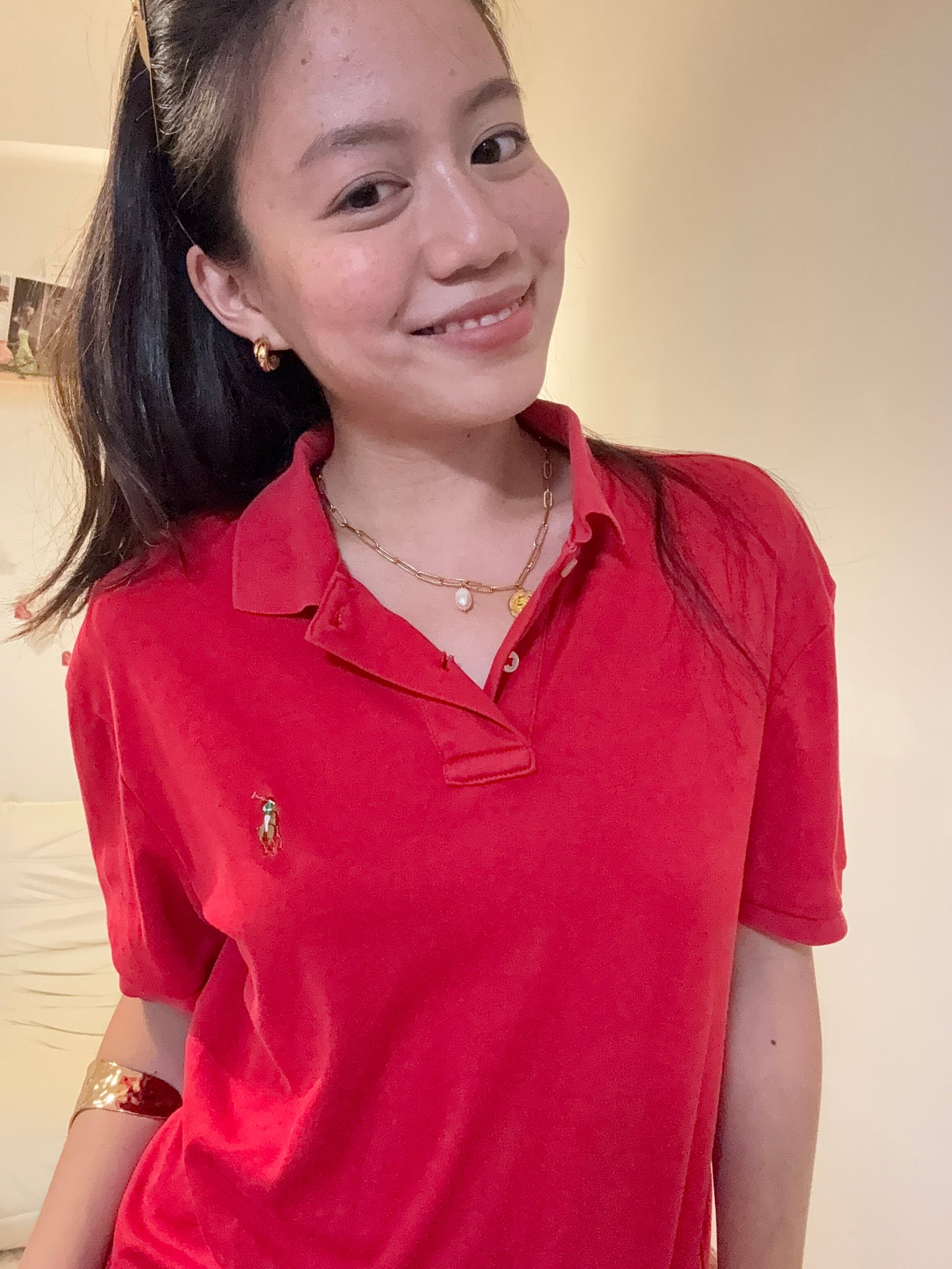 沖繩挖寶🇯🇵二手Ralph Lauren大紅色上衣🥤柬埔寨製很舒服!!