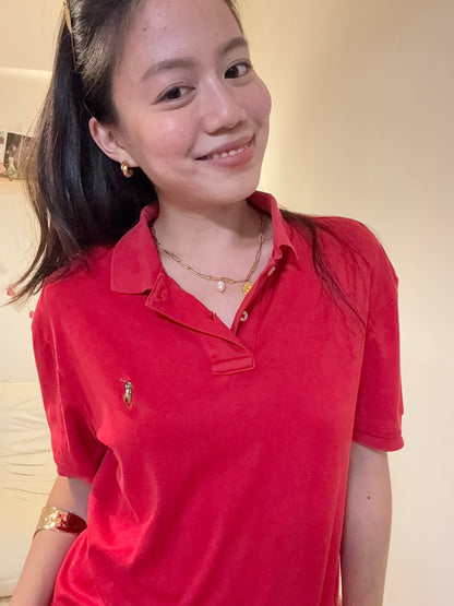 沖繩挖寶🇯🇵二手Ralph Lauren大紅色上衣🥤柬埔寨製很舒服!!