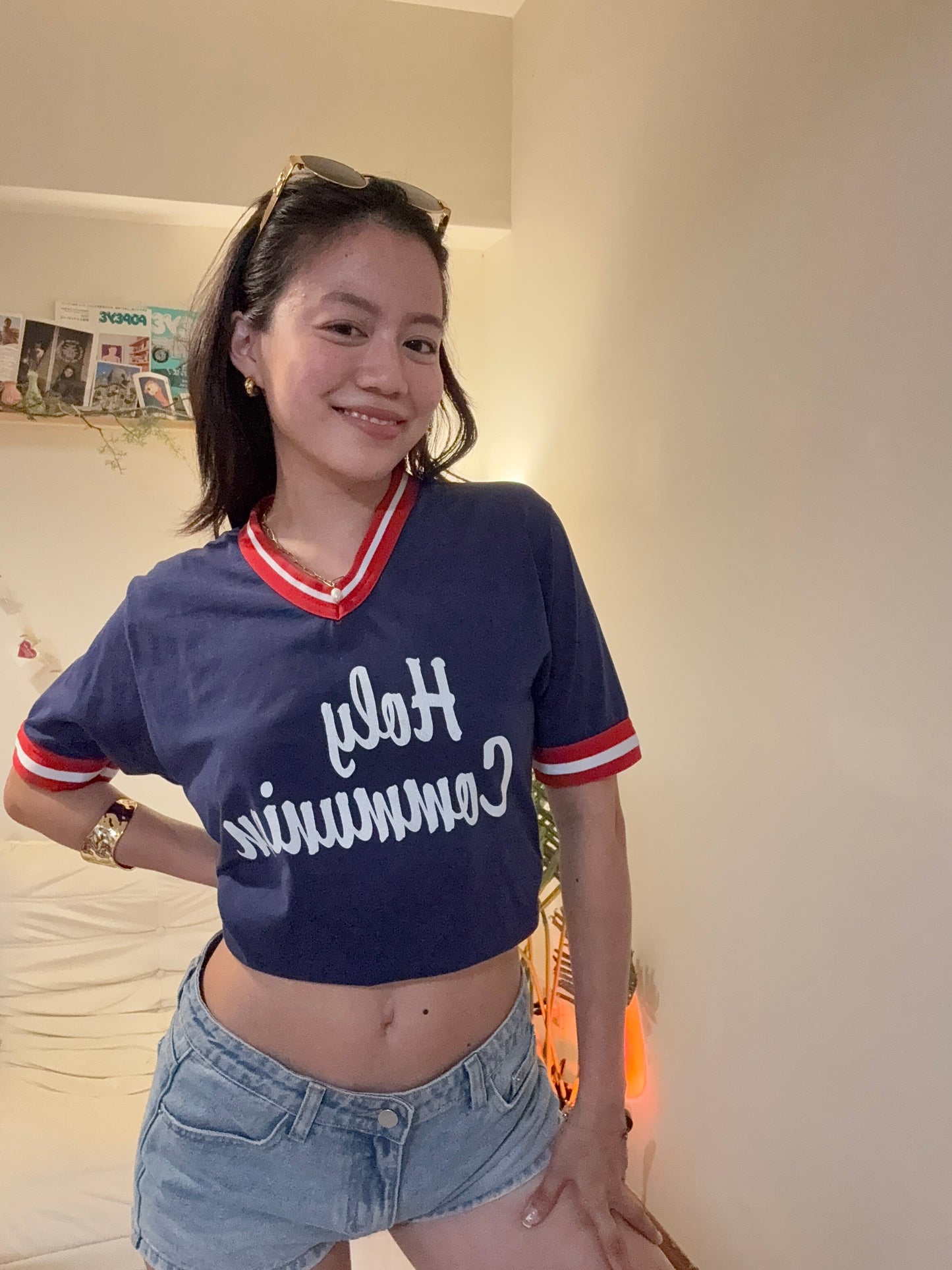 沖繩挖寶🇯🇵美製80-90S古著🇺🇸深藍色V領撞色老球衣🏈