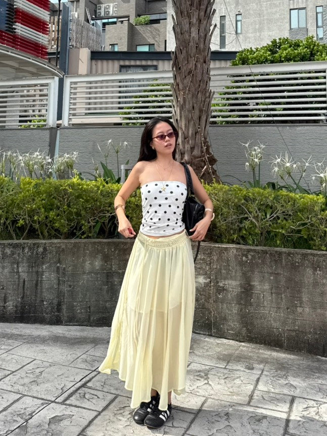 超美🍋嫩黃渡假半身長裙💛