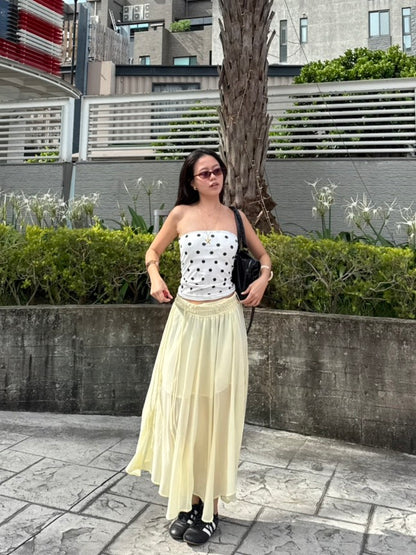 超美🍋嫩黃渡假半身長裙💛