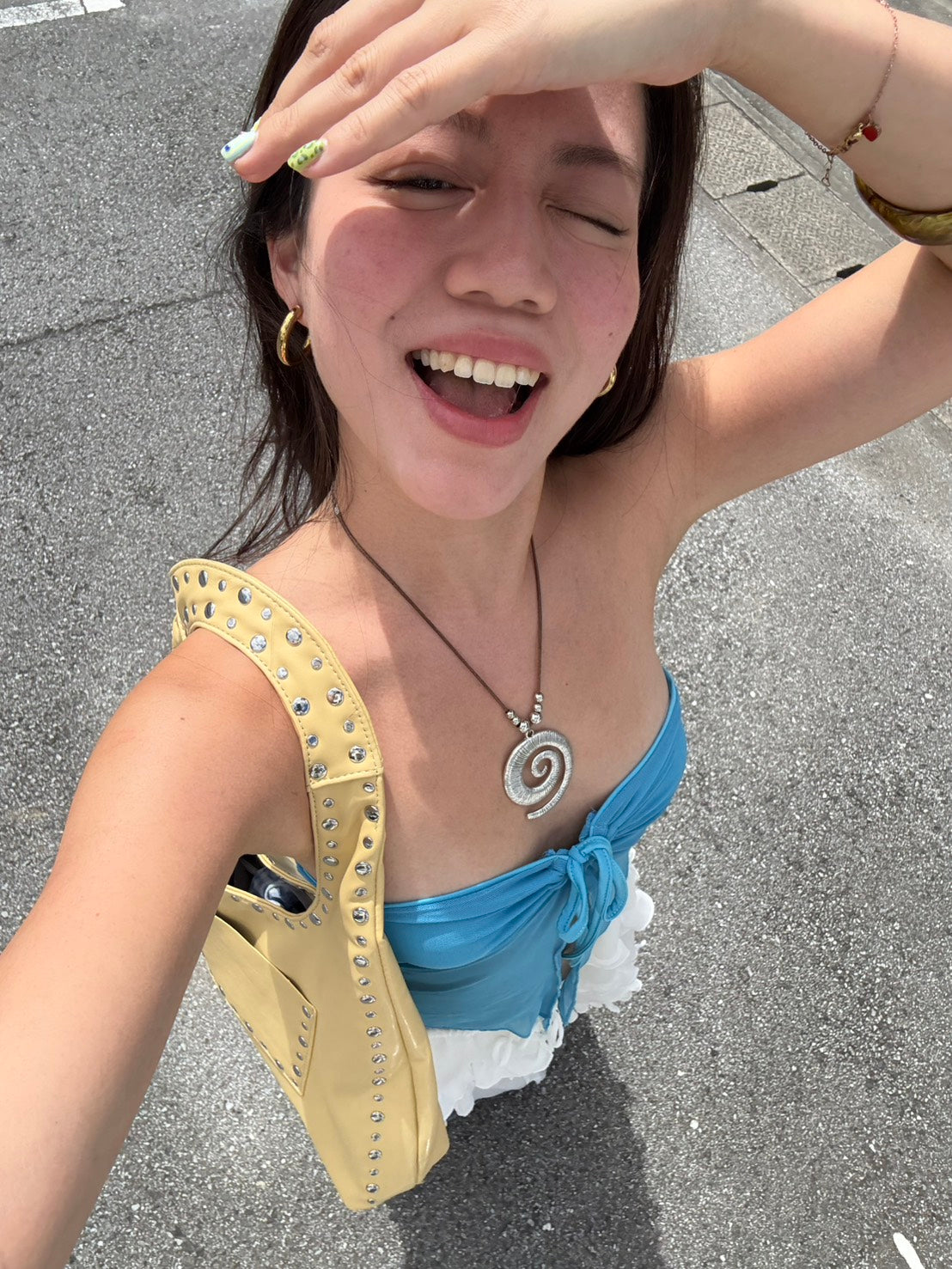 必買🪼超級美渡假藍色平口上衣🌀💙