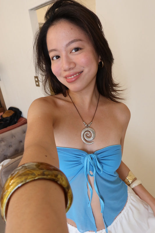 必買🪼超級美渡假藍色平口上衣🌀💙
