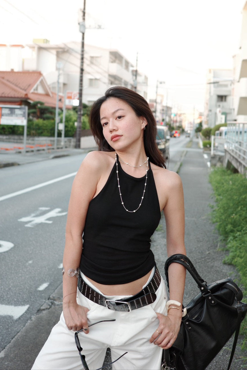 本期必買⭐️超好看螺紋繞脖綁帶露背背心🖤