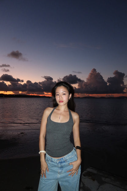 超美親膚條紋⭐️繞脖露背背心🎬