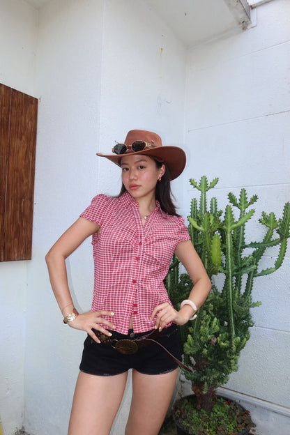 本期大必買🍓⭐️美式復古格紋辣妹短袖襯衫🕹️