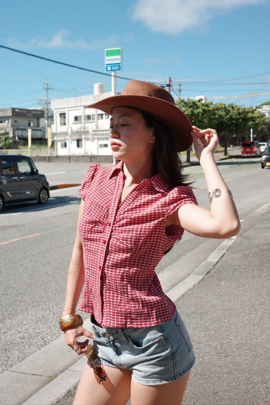 本期大必買🍓⭐️美式復古格紋辣妹短袖襯衫🕹️