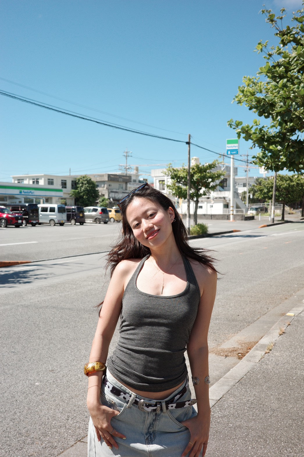 超美親膚條紋⭐️繞脖露背背心🎬