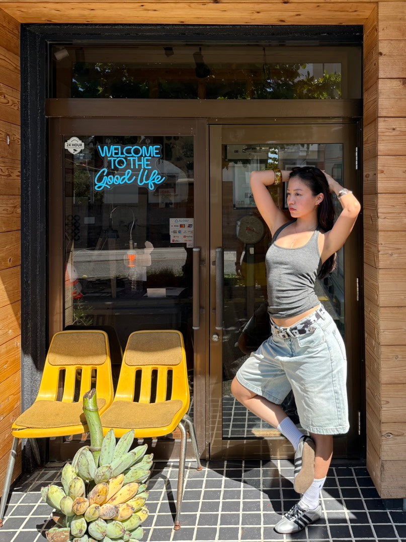 超美親膚條紋⭐️繞脖露背背心🎬