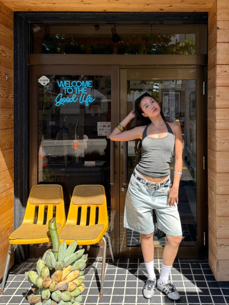 超美親膚條紋⭐️繞脖露背背心🎬