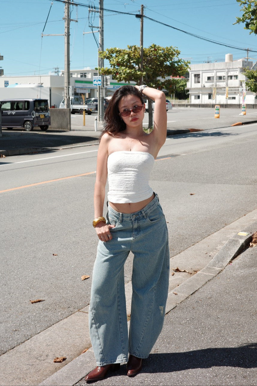 質感超好⭐️歐美彎刀淺藍色低腰牛仔褲👖