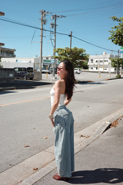 質感超好⭐️歐美彎刀淺藍色低腰牛仔褲👖