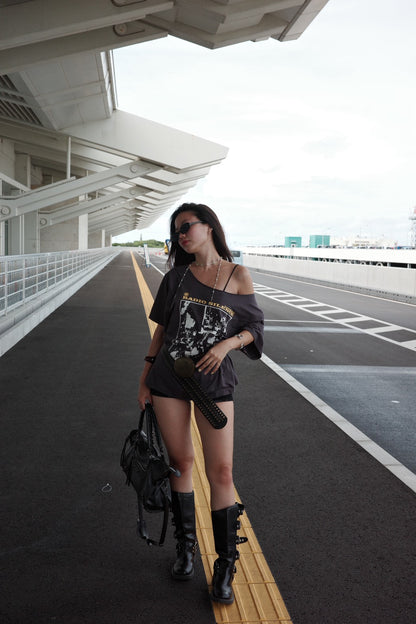 超好看!!必買🤤美式印刷搖滾🎸落肩慵懶大踢🎱限量🔥