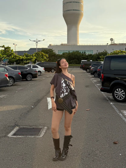 超好看!!必買🤤美式印刷搖滾🎸落肩慵懶大踢🎱限量🔥