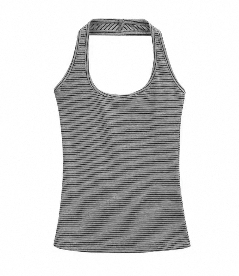 超美親膚條紋⭐️繞脖露背背心🎬